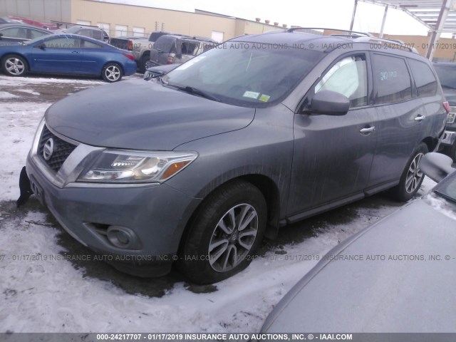 5N1AR2MM6FC644642 - 2015 NISSAN PATHFINDER S/SV/SL/PLATINUM GRAY photo 2