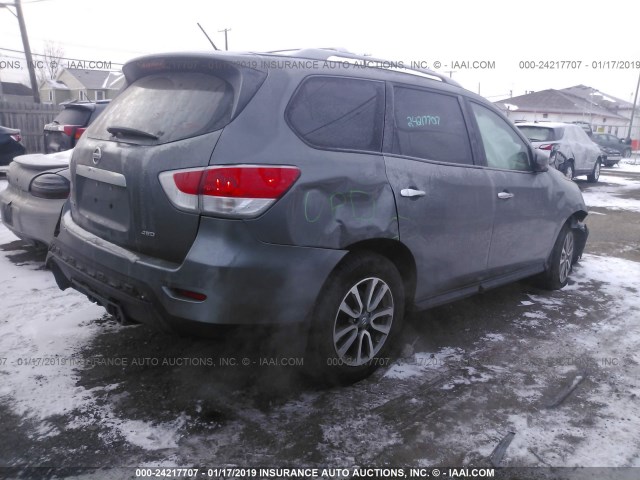 5N1AR2MM6FC644642 - 2015 NISSAN PATHFINDER S/SV/SL/PLATINUM GRAY photo 4