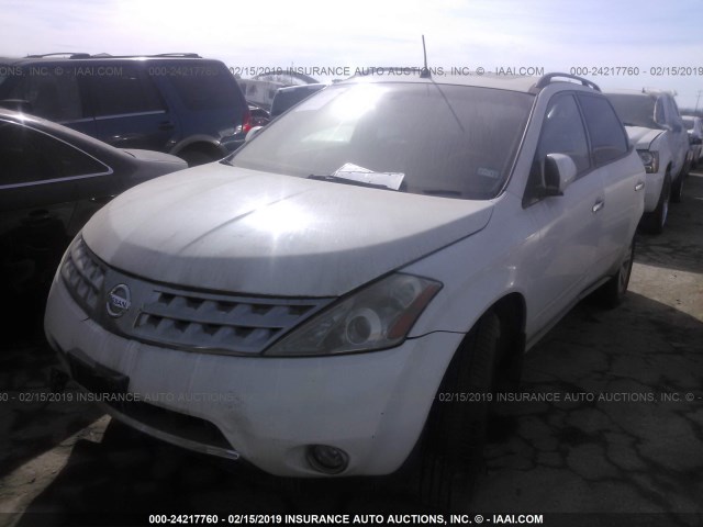 JN8AZ08W67W626960 - 2007 NISSAN MURANO SL/SE/S WHITE photo 2