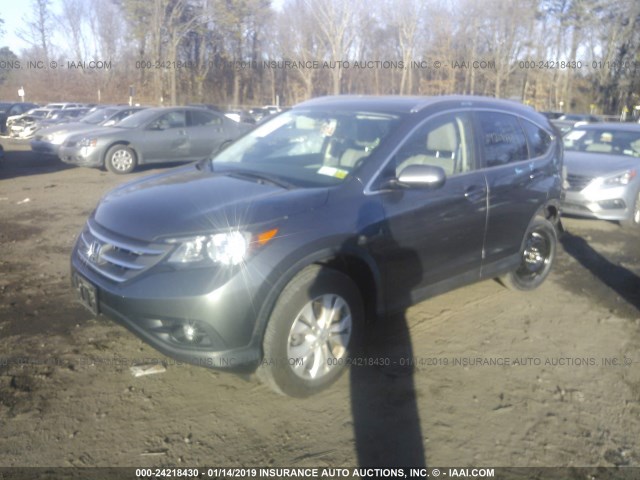 2HKRM4H79CH634435 - 2012 HONDA CR-V EXL GRAY photo 2