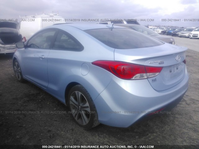 KMHDH6AE4DU016591 - 2013 HYUNDAI ELANTRA COUPE GS/SE Light Blue photo 3