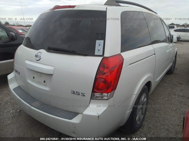 5N1BV28U26N109337 - 2006 NISSAN QUEST S/SE/SL WHITE photo 4