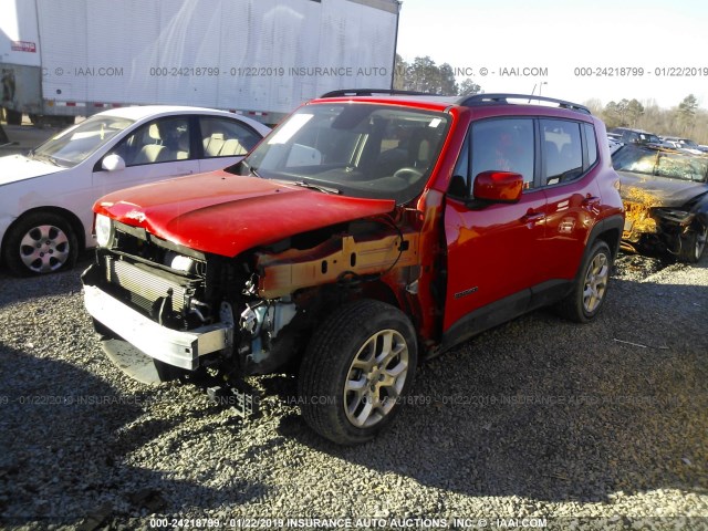 ZACCJABT5GPE28044 - 2016 JEEP RENEGADE LATITUDE RED photo 2