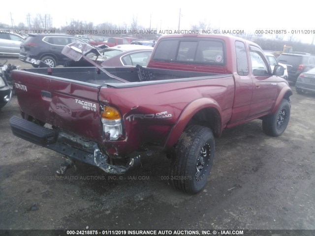 5TEWN72N51Z865108 - 2001 TOYOTA TACOMA XTRACAB RED photo 4