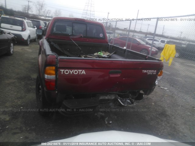 5TEWN72N51Z865108 - 2001 TOYOTA TACOMA XTRACAB RED photo 6