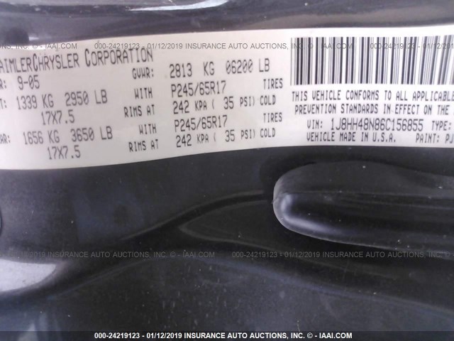 1J8HH48N86C156855 - 2006 JEEP COMMANDER GRAY photo 9