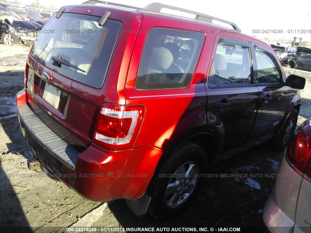 1FMCU02Z78KA95584 - 2008 FORD ESCAPE XLS RED photo 4