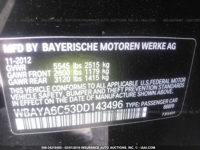 WBAYA6C53DD143496 - 2013 BMW 740 I BLACK photo 9