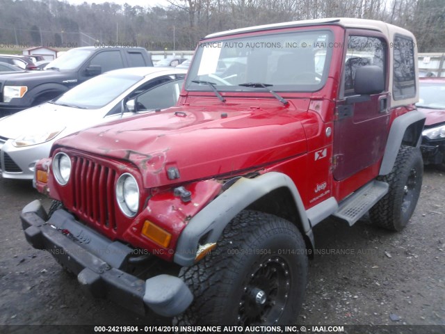 1J4FA39S45P368901 - 2005 JEEP WRANGLER X RED photo 2