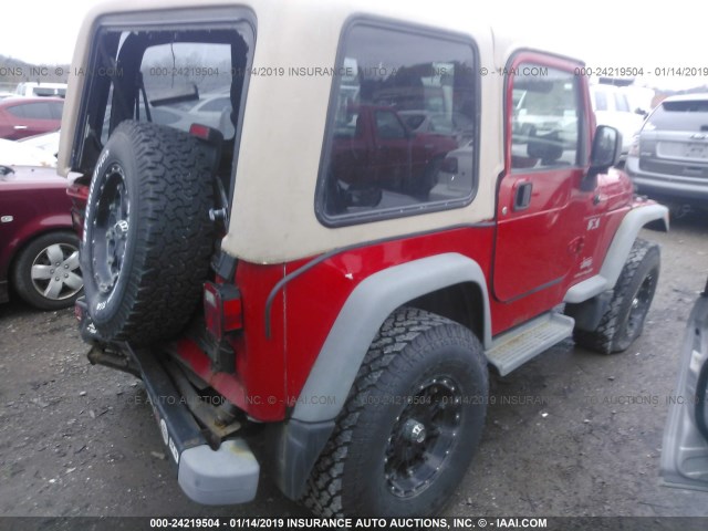 1J4FA39S45P368901 - 2005 JEEP WRANGLER X RED photo 4