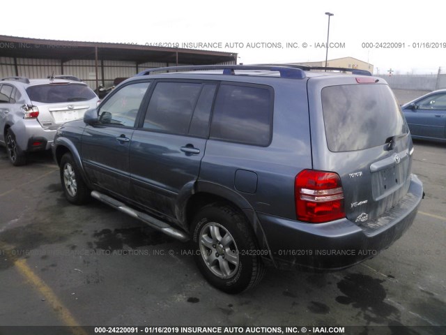 JTEHF21A220057111 - 2002 TOYOTA HIGHLANDER LIMITED BLUE photo 3