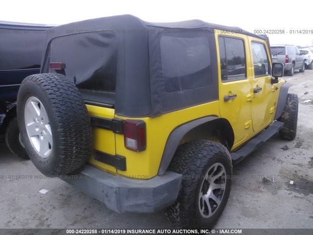 1J4GB39188L513622 - 2008 JEEP WRANGLER UNLIMITE X YELLOW photo 4