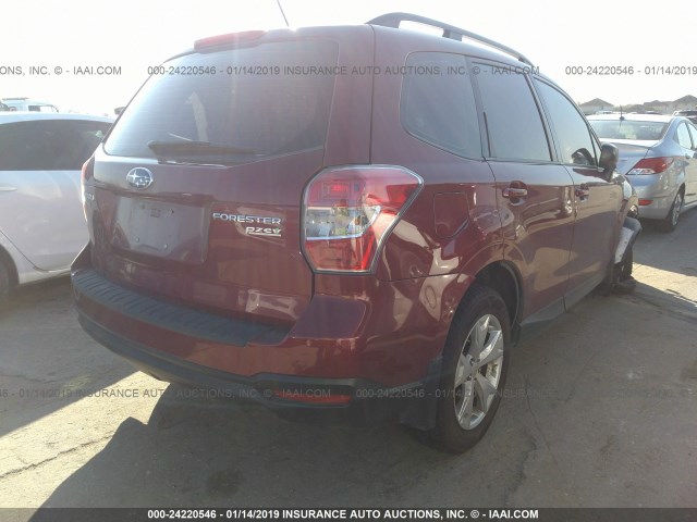 JF2SJABC6FH434034 - 2015 SUBARU FORESTER 2.5I RED photo 4