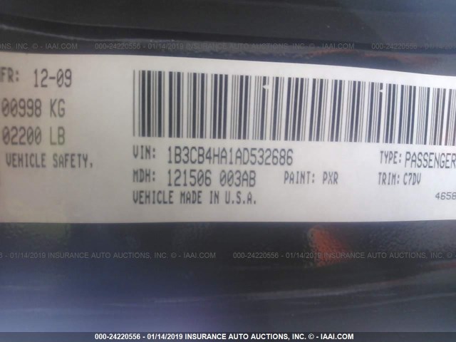 1B3CB4HA1AD532686 - 2010 DODGE CALIBER SXT BLACK photo 9