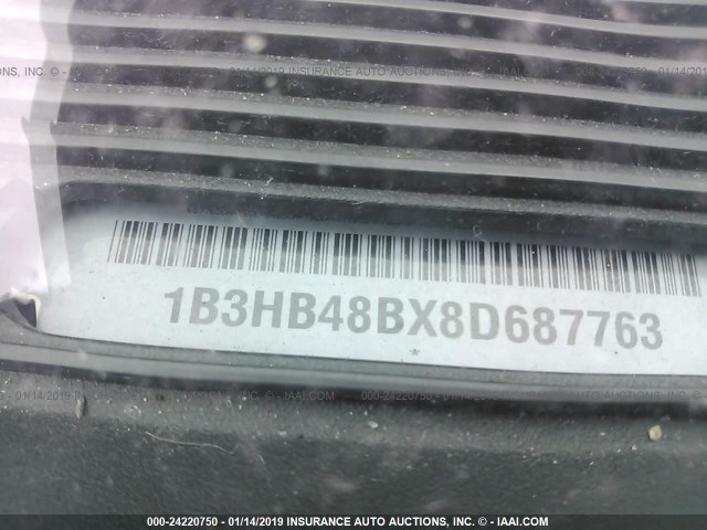 1B3HB48BX8D687763 - 2008 DODGE CALIBER SXT WHITE photo 9