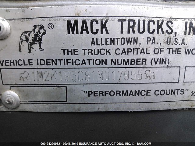 1M2K195C81M017955 - 2001 MACK 600 MR600 Unknown photo 9