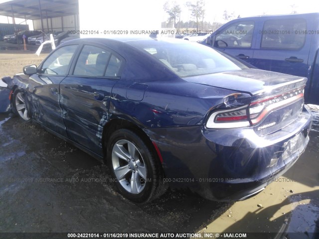 2C3CDXHGXGH246477 - 2016 DODGE CHARGER SXT BLUE photo 3