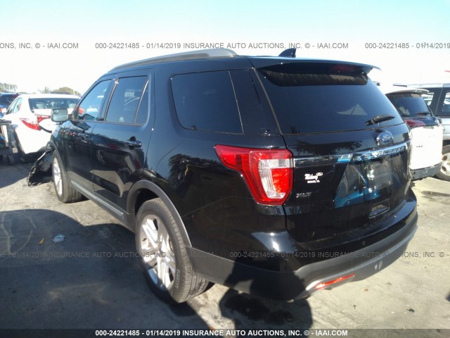 1FM5K7D80GGB70025 - 2016 FORD EXPLORER XLT BLACK photo 3