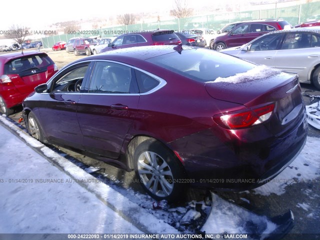 1C3CCCAB2GN189497 - 2016 CHRYSLER 200 LIMITED BURGUNDY photo 3