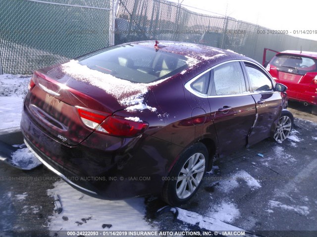 1C3CCCAB2GN189497 - 2016 CHRYSLER 200 LIMITED BURGUNDY photo 4