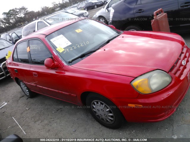 KMHCG45C15U580261 - 2005 HYUNDAI ACCENT GL RED photo 1