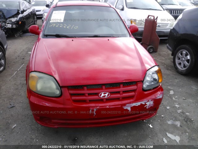 KMHCG45C15U580261 - 2005 HYUNDAI ACCENT GL RED photo 6