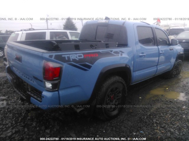 5TFCZ5AN9JX128840 - 2018 TOYOTA TACOMA DBL CAB/SR/TRDSPT/OR/PRO BLUE photo 4