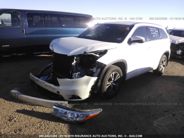 5TDJKRFH6GS313822 - 2016 TOYOTA HIGHLANDER XLE WHITE photo 2