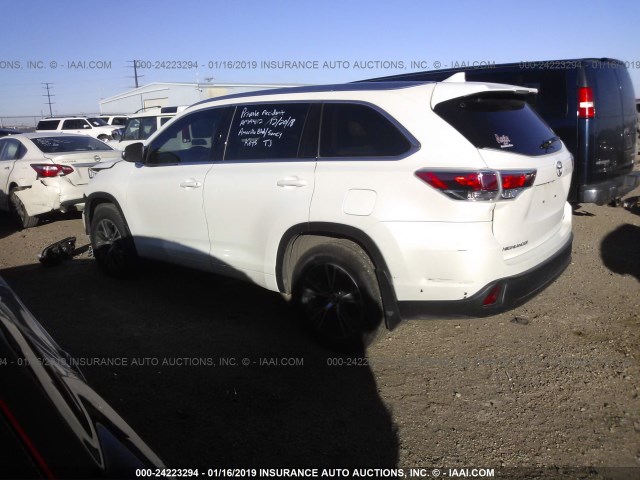 5TDJKRFH6GS313822 - 2016 TOYOTA HIGHLANDER XLE WHITE photo 3