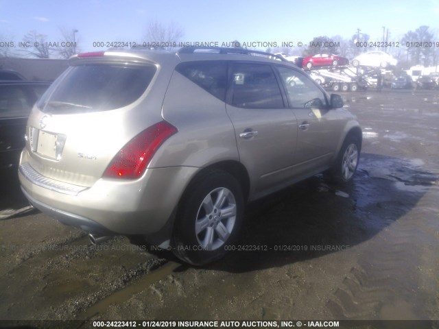 JN8AZ08W76W508947 - 2006 NISSAN MURANO SL/SE/S GOLD photo 4