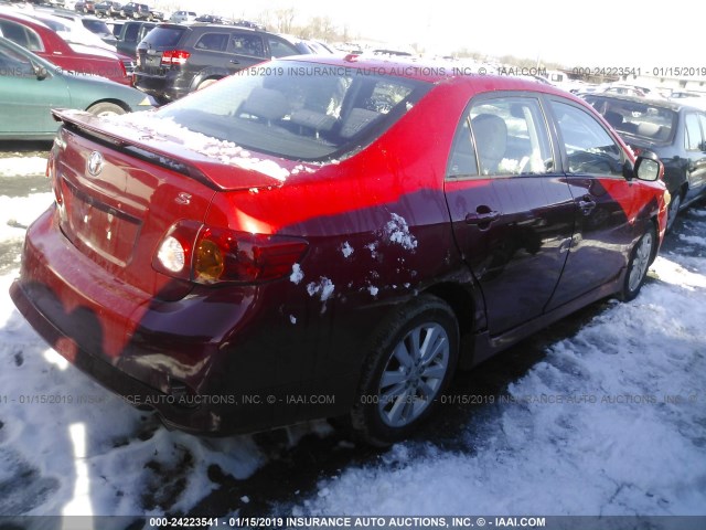 2T1BU40E59C048645 - 2009 TOYOTA COROLLA S/LE/XLE RED photo 4