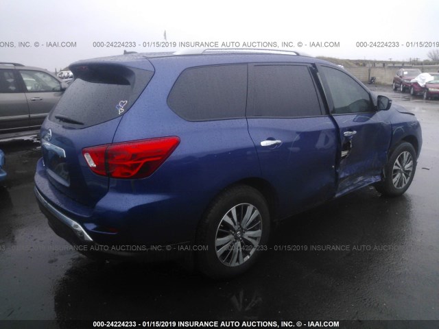 5N1DR2MN2JC653952 - 2018 NISSAN PATHFINDER S/SV/SL/PLATINUM BLUE photo 4