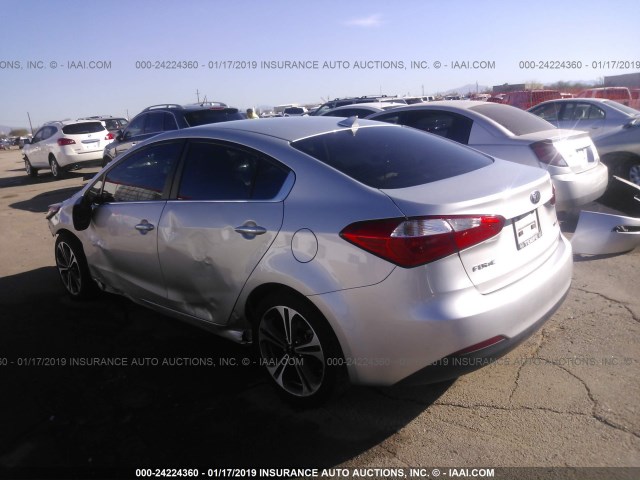 KNAFX4A88F5290465 - 2015 KIA FORTE EX SILVER photo 3