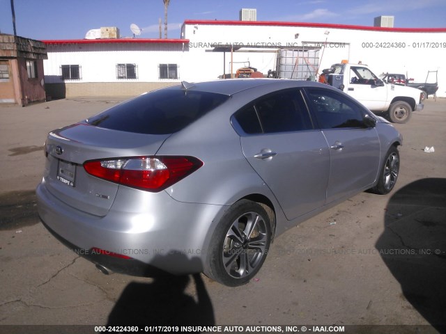 KNAFX4A88F5290465 - 2015 KIA FORTE EX SILVER photo 4