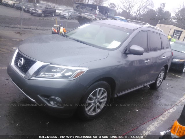 5N1AR2MN0FC723927 - 2015 NISSAN PATHFINDER S/SV/SL/PLATINUM GRAY photo 2