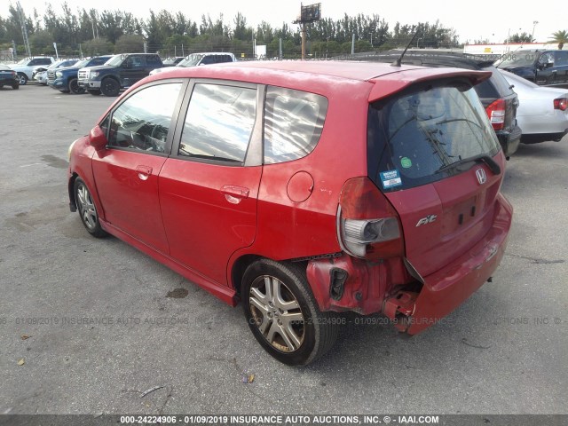 JHMGD38698S024941 - 2008 HONDA FIT SPORT RED photo 3