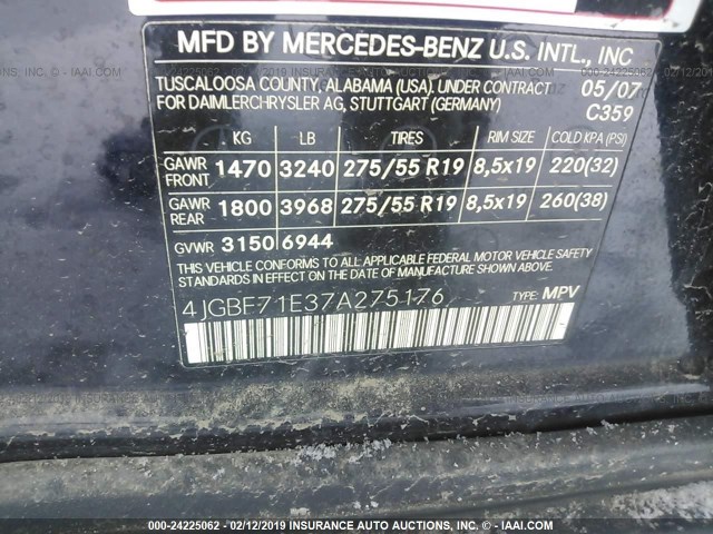 4JGBF71E37A275176 - 2007 MERCEDES-BENZ GL 450 4MATIC Navy photo 9