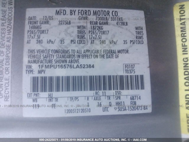1FMPU16576LA52384 - 2006 FORD EXPEDITION XLT SILVER photo 9