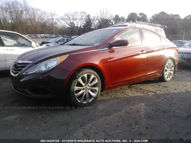 5NPEC4AC2CH502206 - 2012 HYUNDAI SONATA SE/LIMITED RED photo 2