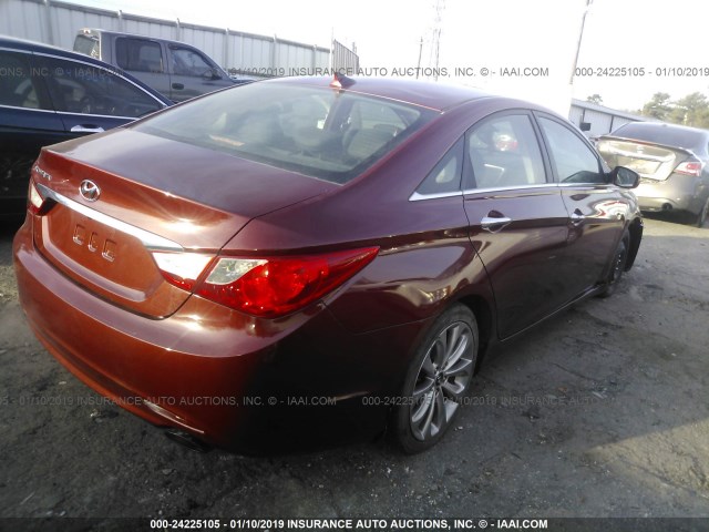 5NPEC4AC2CH502206 - 2012 HYUNDAI SONATA SE/LIMITED RED photo 4