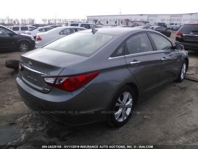 5NPEC4AC0DH685266 - 2013 HYUNDAI SONATA SE/LIMITED GRAY photo 4