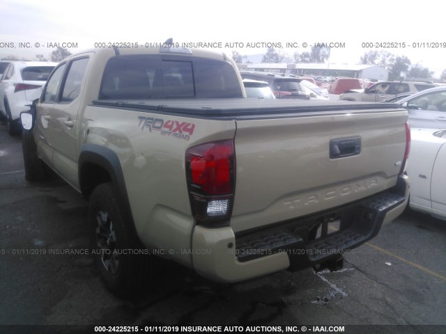 3TMCZ5AN2JM158381 - 2018 TOYOTA TACOMA DBL CAB/SR/TRDSPT/OR/PRO BEIGE photo 3