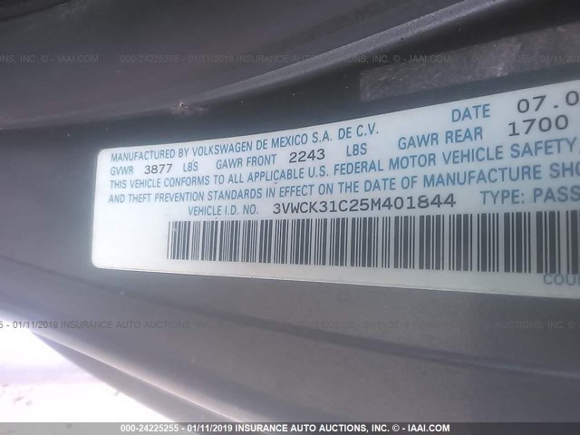 3VWCK31C25M401844 - 2005 VOLKSWAGEN NEW BEETLE GLS Boz foto 9