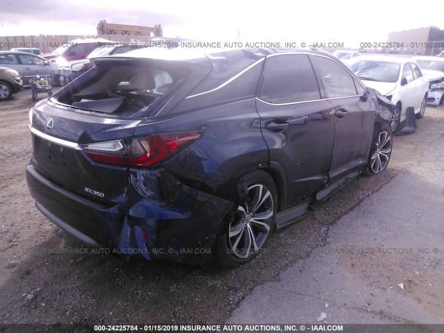 2T2ZZMCA1HC049049 - 2017 LEXUS RX 350/BASE/F SPORT BLUE photo 4