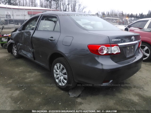 5YFBU4EE3CP004837 - 2012 TOYOTA COROLLA S/LE GRAY photo 3