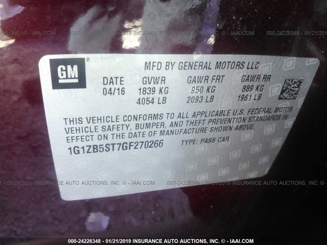 1G1ZB5ST7GF270266 - 2016 CHEVROLET MALIBU LS RED photo 9