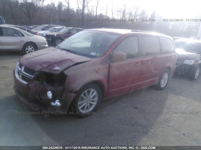 2C4RDGCG7DR616352 - 2013 DODGE GRAND CARAVAN SXT RED photo 2