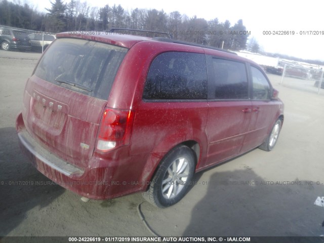 2C4RDGCG7DR616352 - 2013 DODGE GRAND CARAVAN SXT RED photo 4