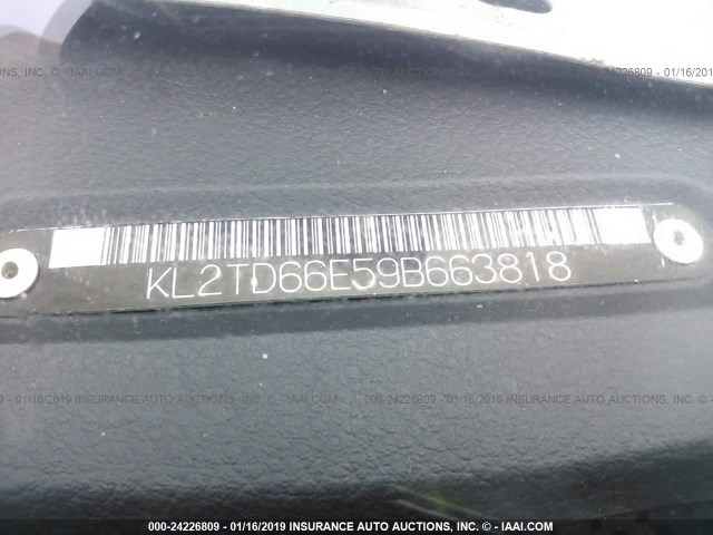 KL2TD66E59B663818 - 2009 PONTIAC G3 GRAY photo 9