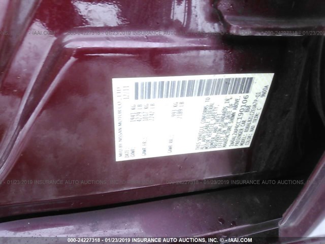 1N4AL2AP4CC190106 - 2012 NISSAN ALTIMA S MAROON photo 9